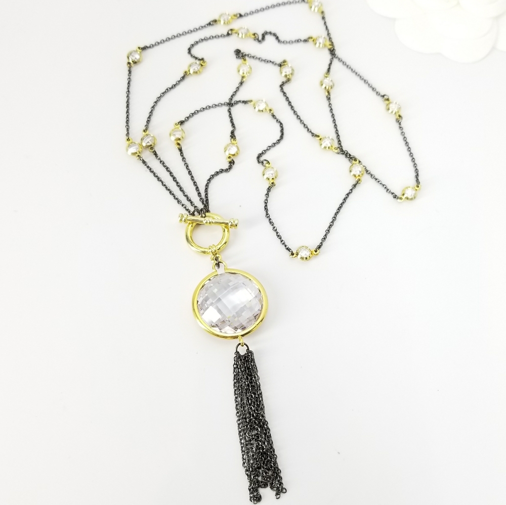 2 Ways Tassel CZ by the Yard Necklace NWT - Picture 6 of 10